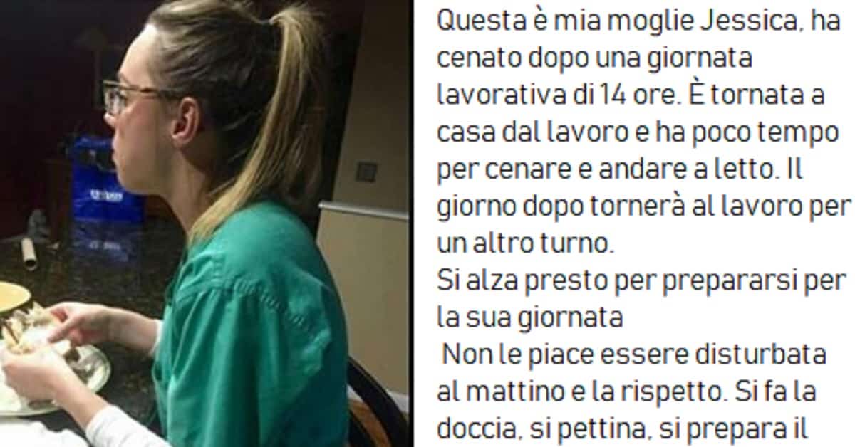 La moglie finisce il turno di 14 ore e mangia un panino da sola – la lettera del marito su Facebook fa impazzire il web.