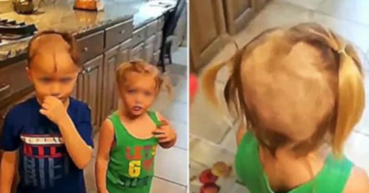 Bambino trova un rasoio elettrico per casa e rasa la sua testa e quella della sorella