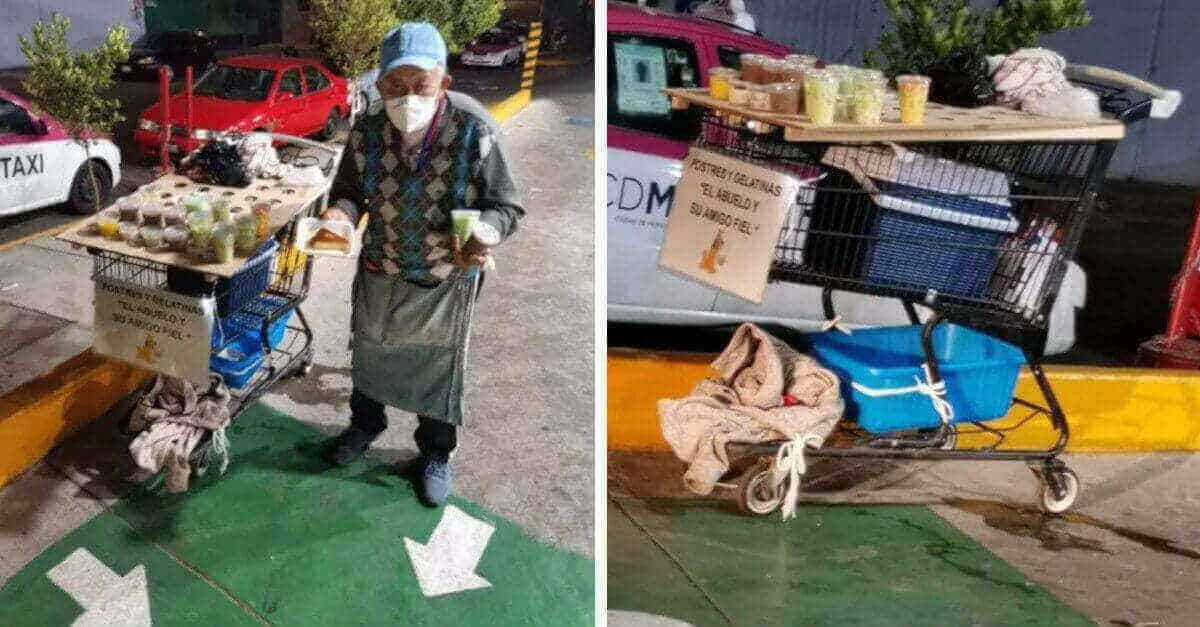 Il nonno vende gelatine con il suo cane per pagare l’operazione di suo nipote