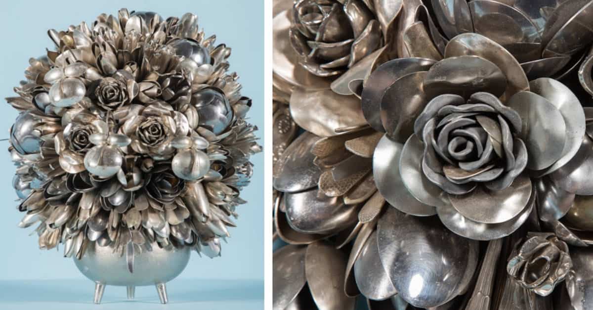 L’artista che trasforma la vecchia argenteria in mazzi di fiori che sbocciano
