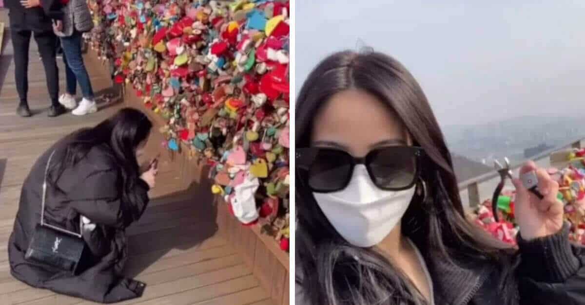 La giovane percorre 10.000 km per rompere il “lucchetto dell’amore” che ha messo su un ponte con il suo ex