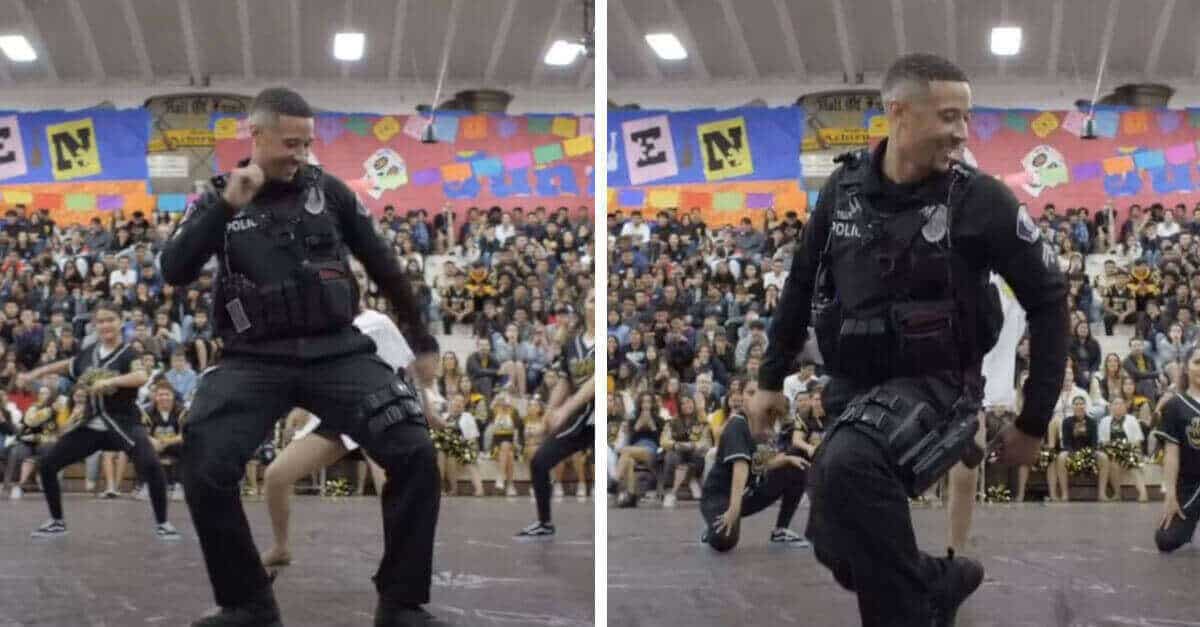 L’agente di polizia si unisce al ballo scolastico e ruba la scena a tutti