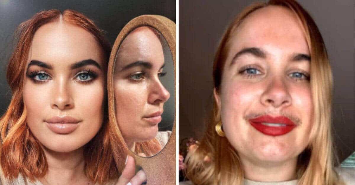 La ragazza evidenzia i baffetti con il mascara e sfida gli standard di bellezza