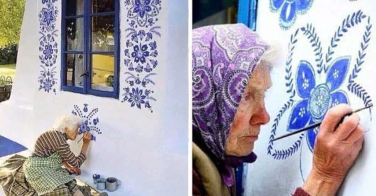 Questa donna di più di 90 anni ha trasformato la sua città in una galleria d’arte dipingendo a mano