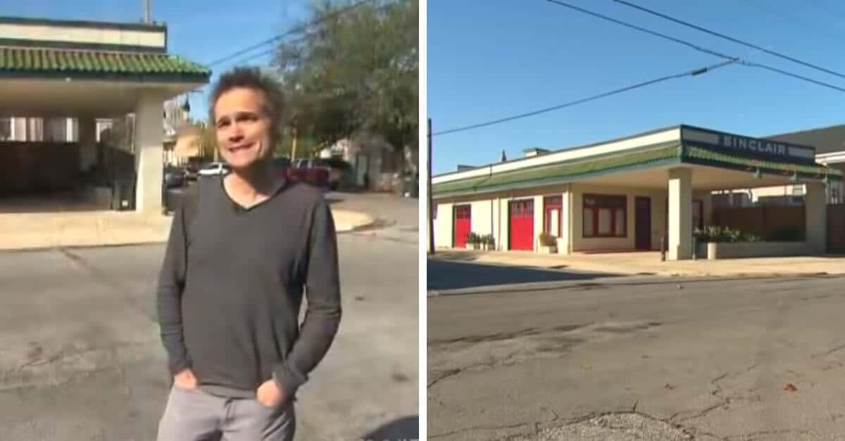 Papà si trasferisce in una vecchia stazione di servizio con il figlio e mostra gli interni di questa eccentrica casa