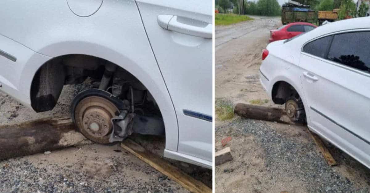 Ha rubato la gomma da un’auto ma ha deciso di restituirla con un biglietto curioso… e un piccolo compenso!
