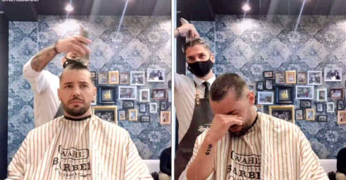 Barbiere si rade i capelli per sostenere un collega malato di cancro