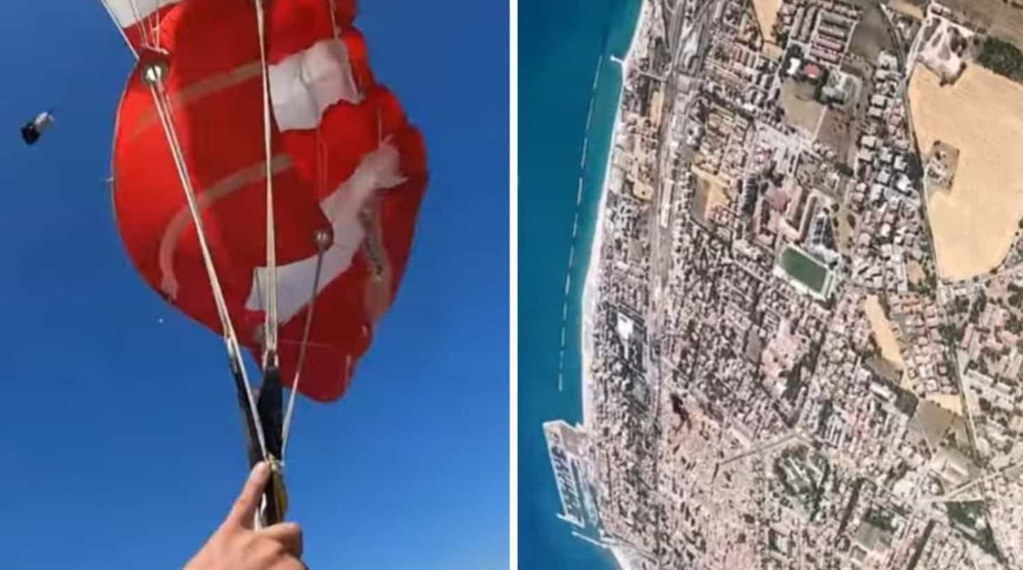 VIDEO: il paracadute si aggroviglia e cade verso il suolo, ma per fortuna riesce a recuperare