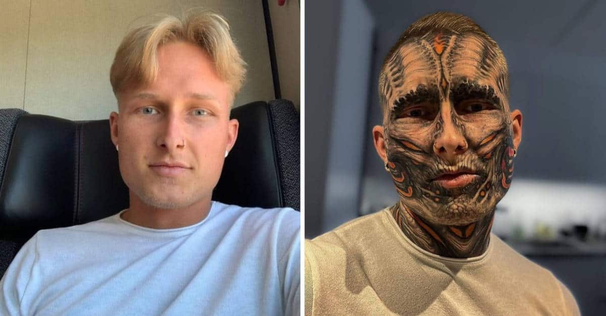 Il giovane mostra il suo cambiamento, irriconoscibile dopo essersi tatuato tutto il corpo: “Mi sento lo stesso dentro”