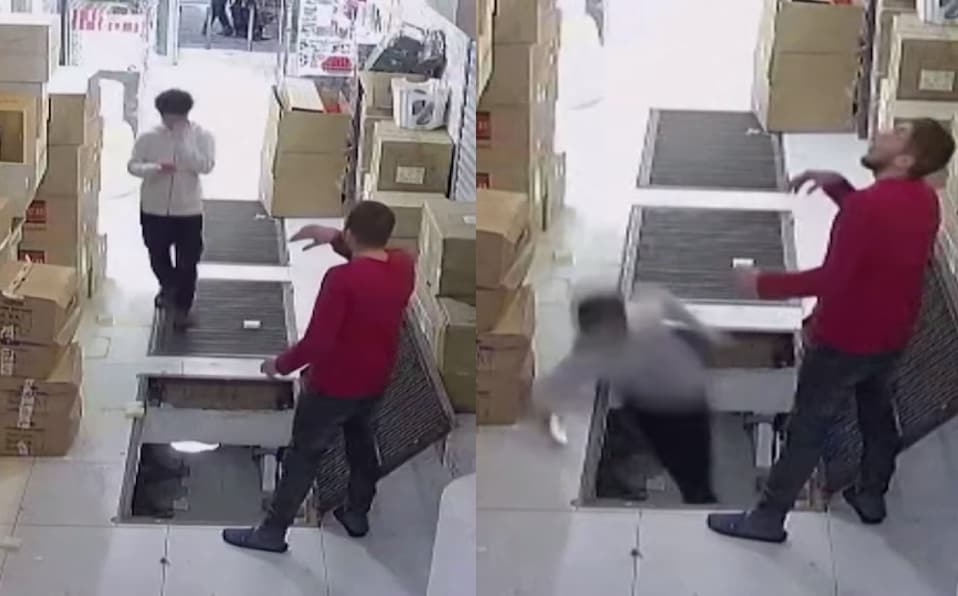 Il giovane cade attraverso il buco del magazzino per essere stato distratto con il suo cellulare