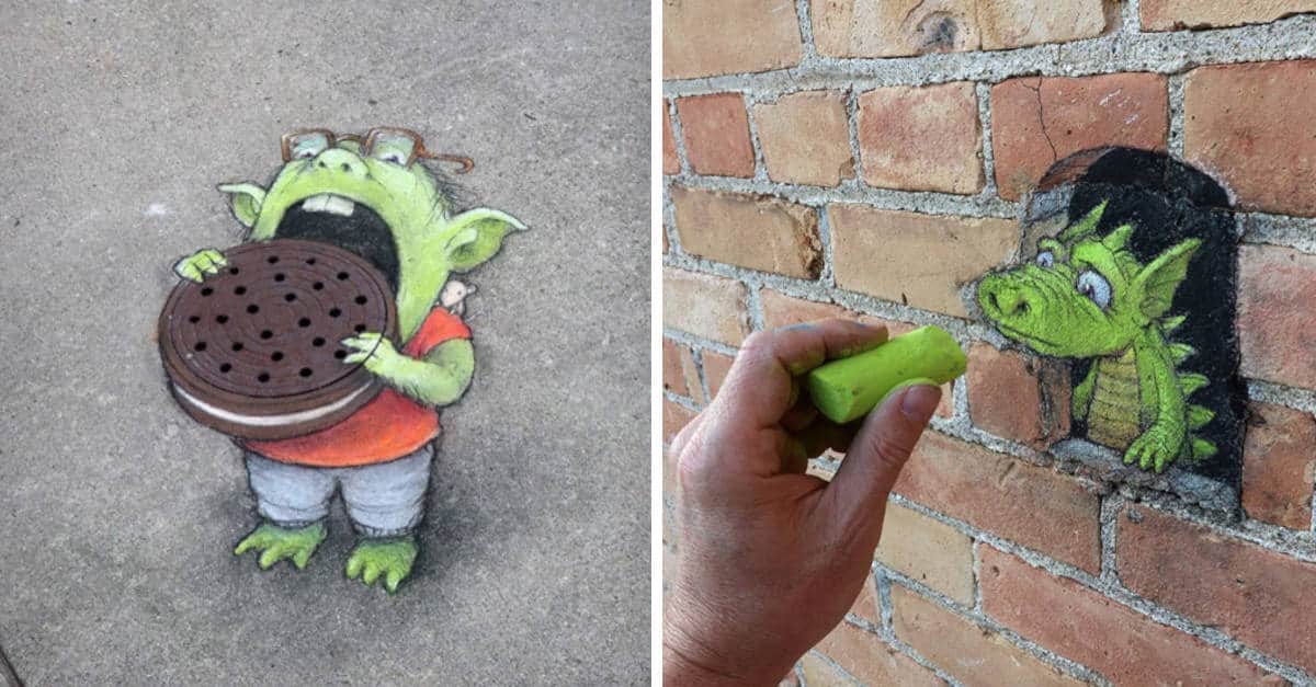 L’artista di strada usa il gesso colorato per dare vita alle pareti più insolite: 18 Foto