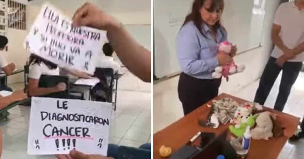 Gli studenti donano soldi alla loro insegnante per pagare la chemioterapia del figlio