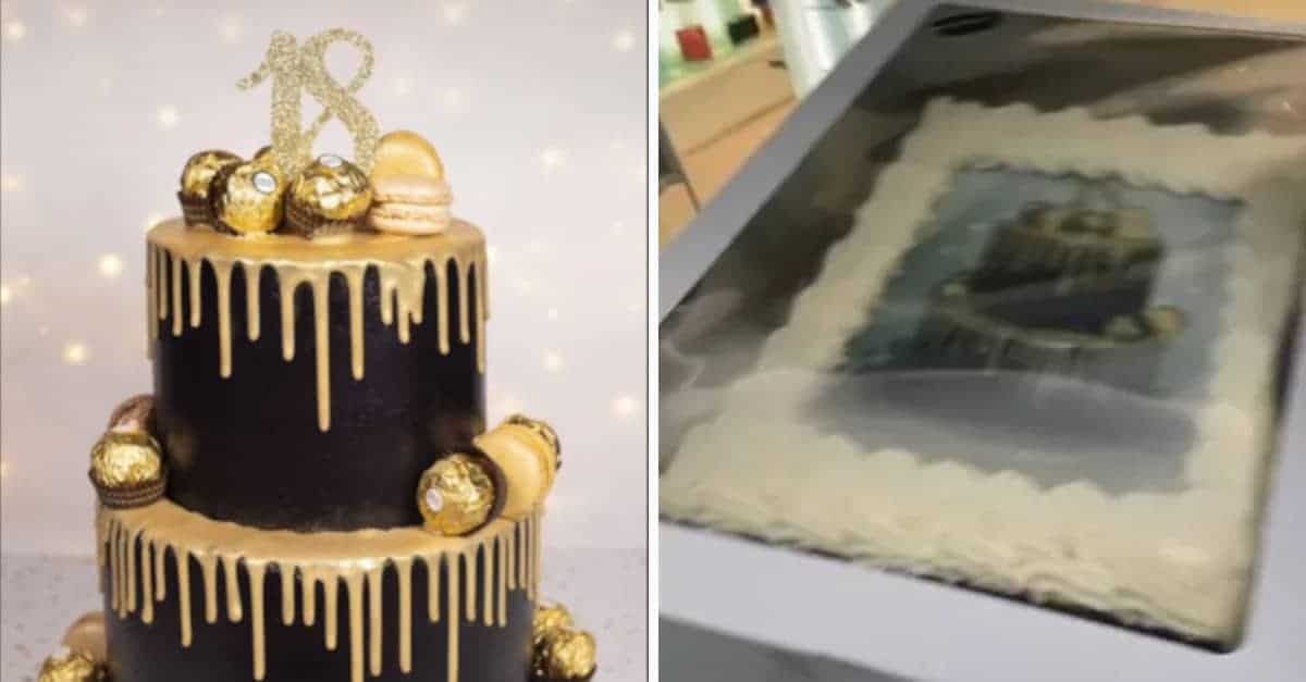 La ragazza condivide la delusione per aver ordinato una torta, ma era solo una stampa