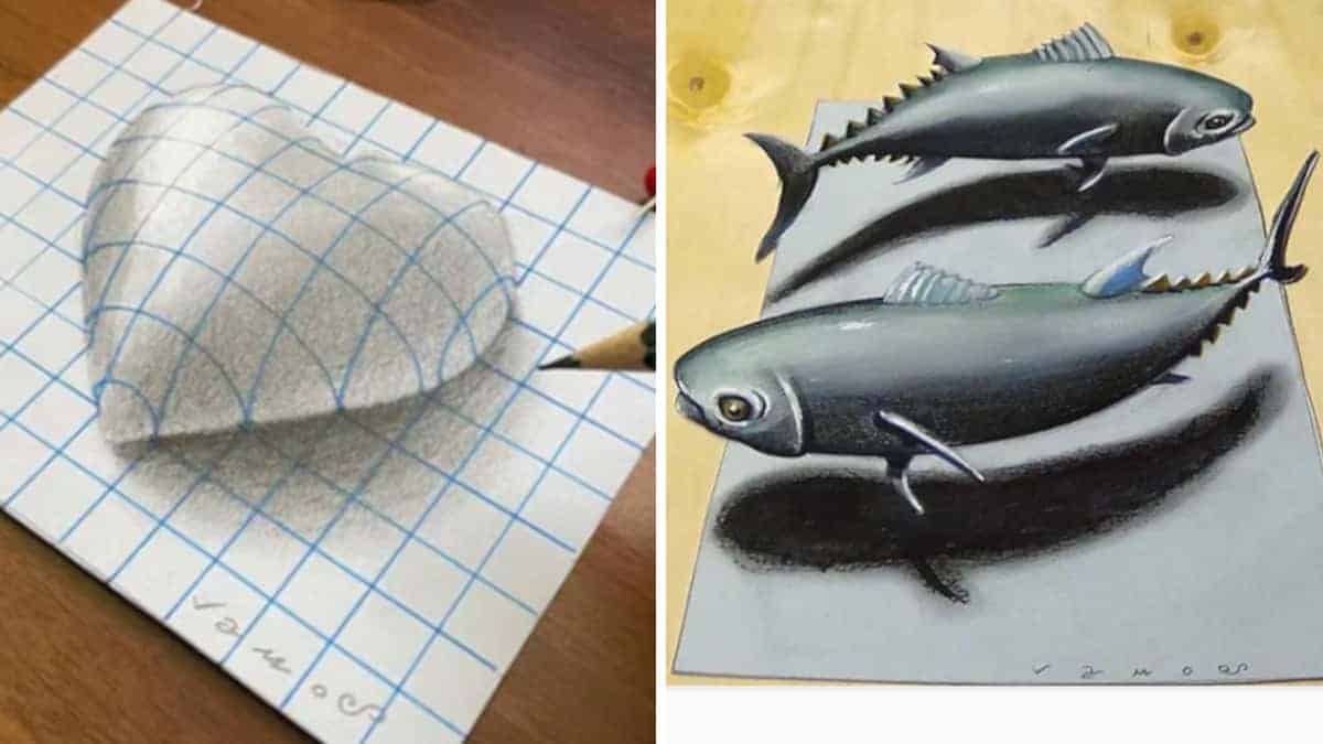 L’artista Sándor Vámos crea stupendi disegni 3D che sembrano uscire dalla pagina