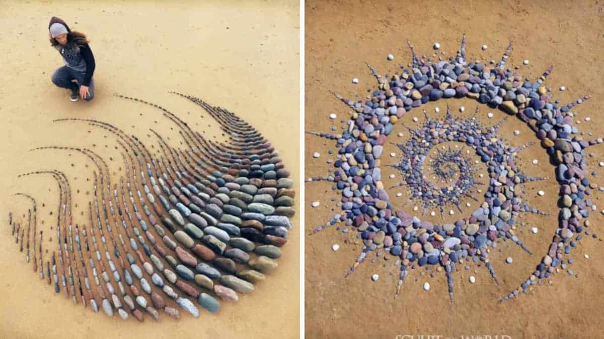 L’artista ambientale Jon Foreman crea splendidi mandala di pietra sulla riva: 14 Foto