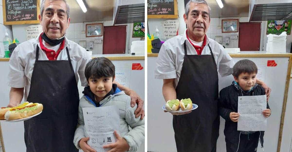 Cuoco premia i bambini con buoni voti dando loro un panino. Li motiva