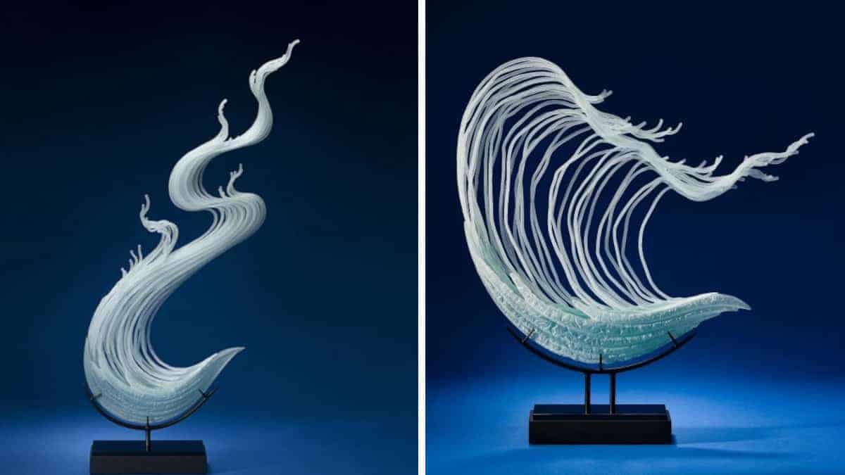 L’artista William LeQuier crea sculture in vetro ispirate alle onde e al mare