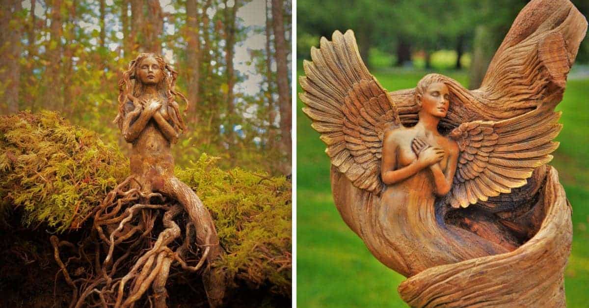 L’artista trasforma i legni in sculture fantastiche che sembrano spiriti della natura: 16 Foto