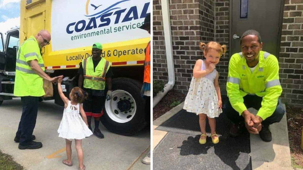 La bambina di 4 anni è una fan dei netturbini e li saluta ogni giorno. Ammira il loro lavoro