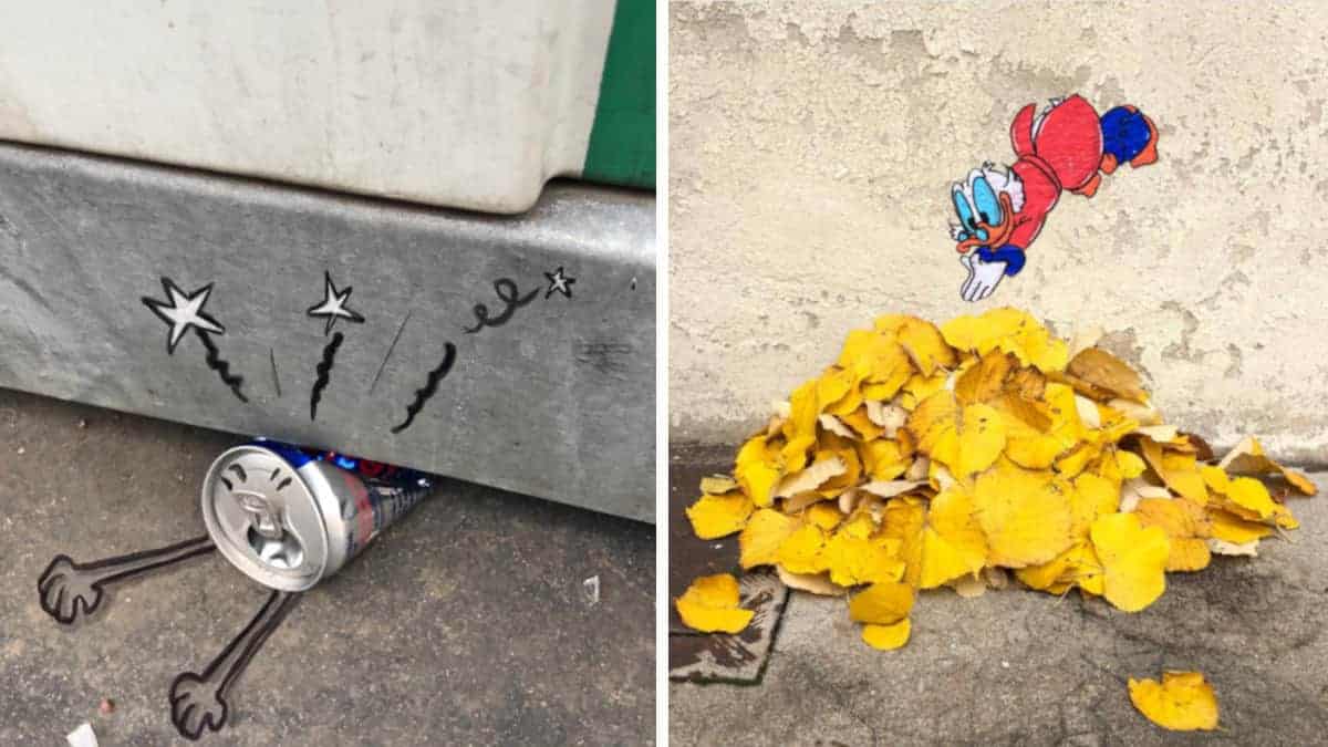 L’artista francese crea arte divertente con le cose di tutti i giorni per strada: 14 Foto