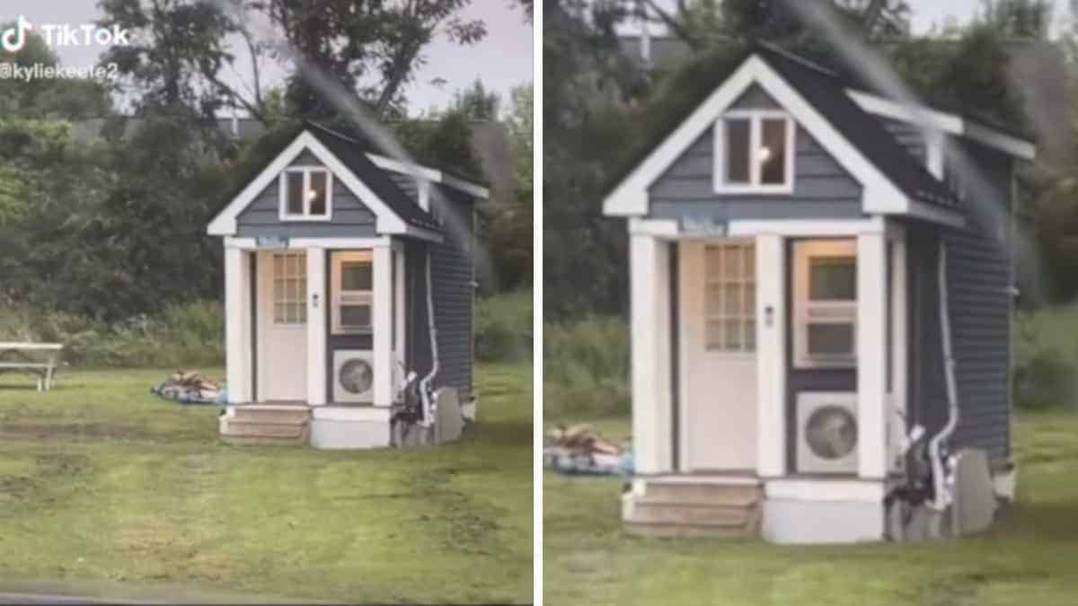 Lasciano al padre l’incarico di cercare un alloggio e lui affitta una casa in miniatura (VIDEO)