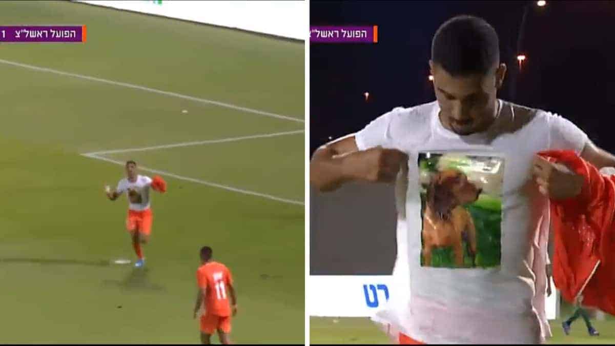 Il calciatore segna un gol e lo dedica al suo cucciolo che ha recentemente perso la vita