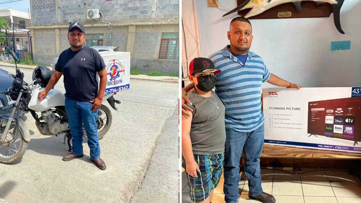 Il fattorino ha restituito i soldi che un cliente gli ha dato di troppo e il suo capo lo ha premiato con un televisore