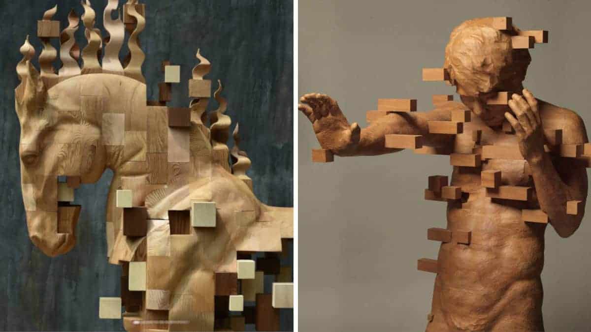 10 Bellissime sculture pixelate realizzate in legno