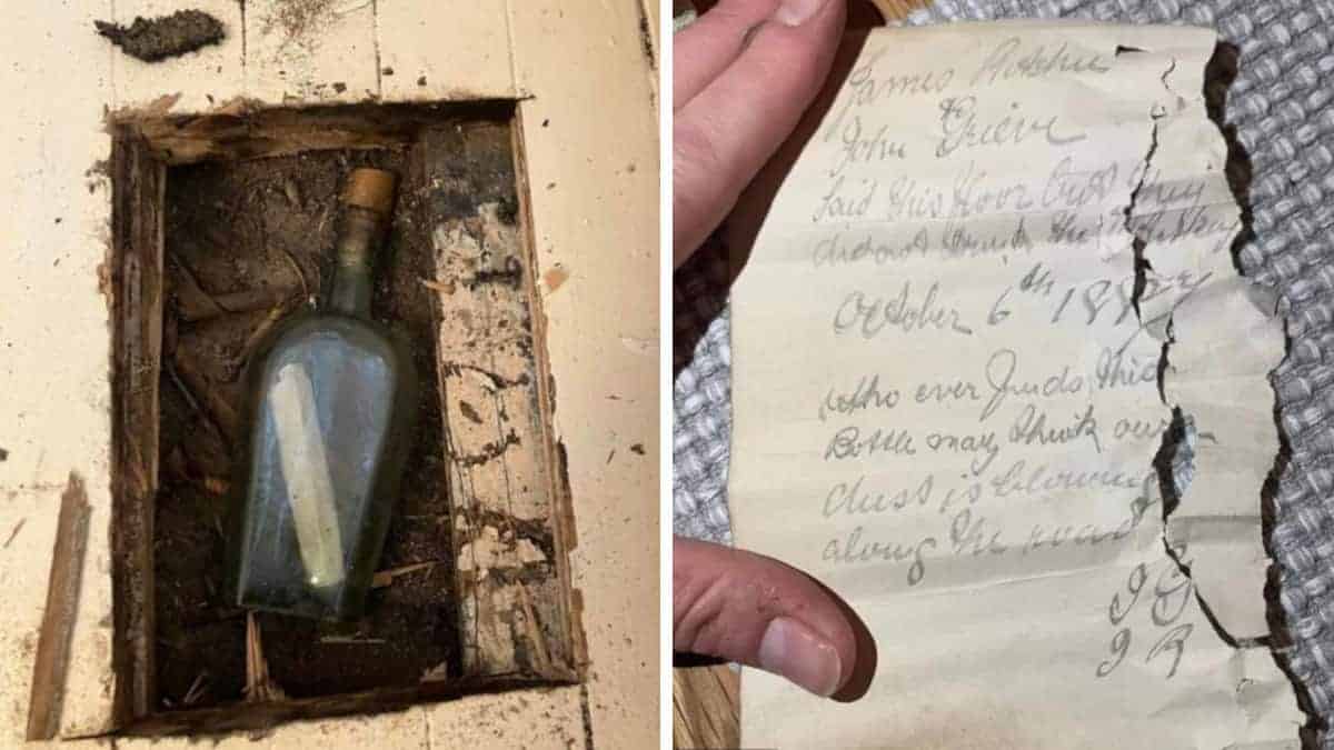 Scopre sotto il pavimento una nota in una bottiglia di whisky di 135 anni fa