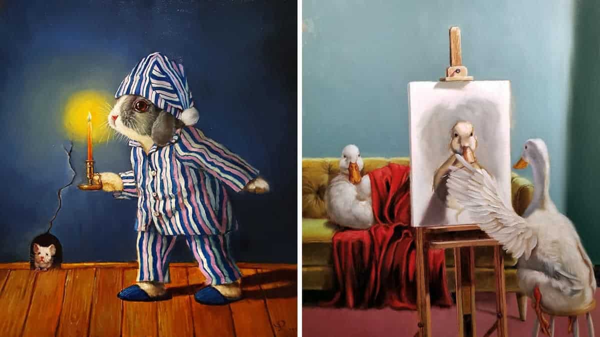 Adorabili ritratti realistici di animali antropomorfizzati di Lucia Heffernan: 20 Foto