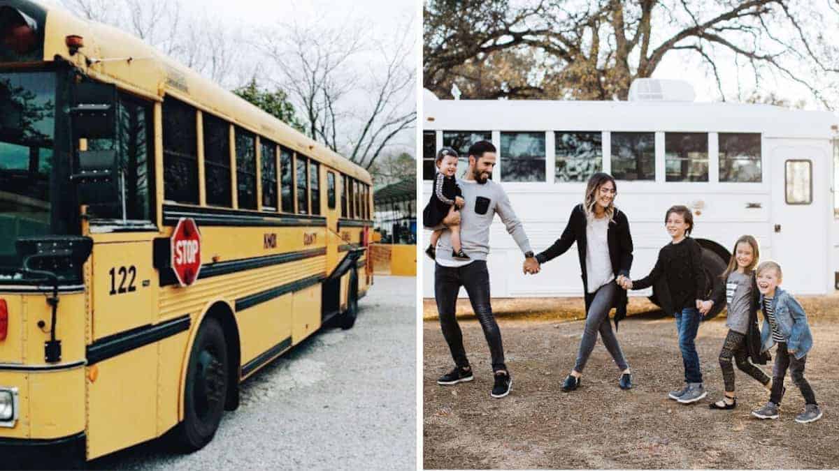 Questa famiglia con 4 figli decide di vivere in uno scuolabus ed ecco la loro nuova casa