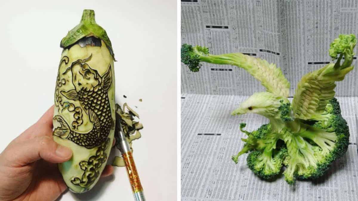 Incredibili sculture tailandesi di frutta e verdura di Gaku: 19 Foto