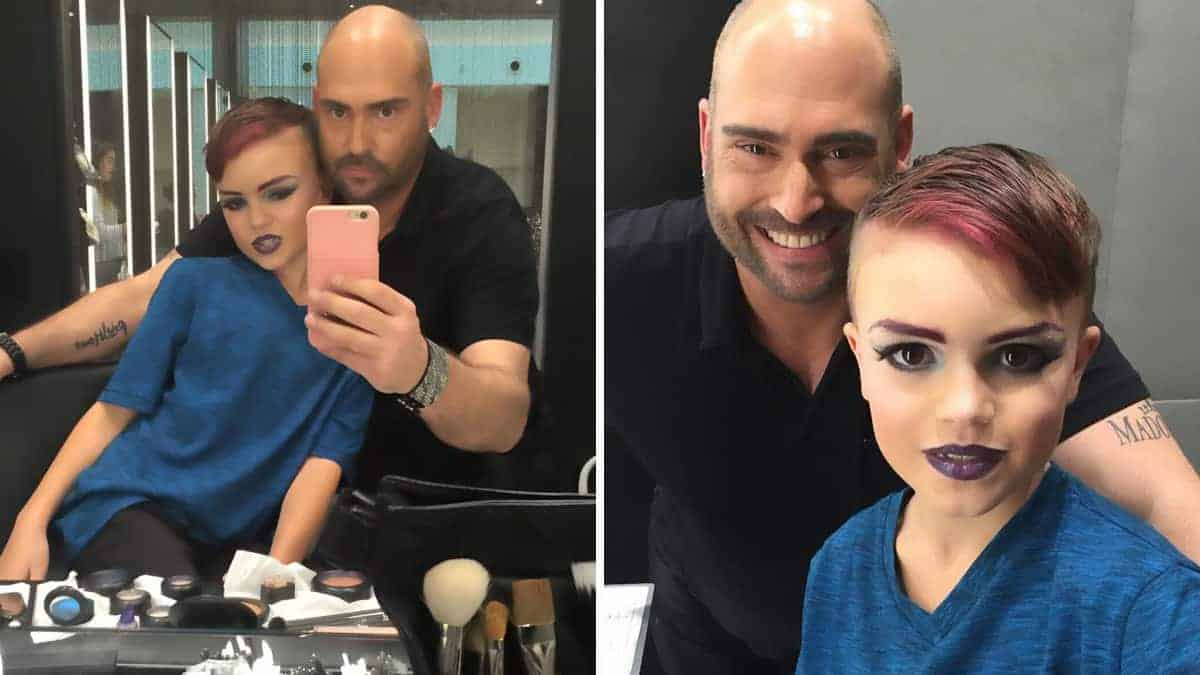 Questo bambino di 8 anni voleva imparare a truccarsi e sua madre gli ha fatto lezione