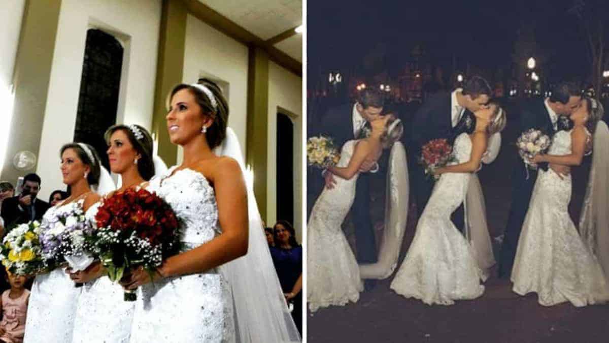 Gemelle identiche si sposano lo stesso giorno in un matrimonio triplo