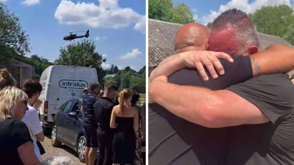 Finge la sua morte e arriva nel mezzo del suo funerale in elicottero per dare ai suoi parenti “una lezione di vita”