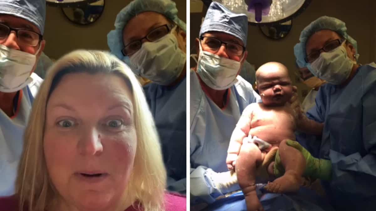 La madre e i medici sono sorpresi di vedere che il bambino pesa già 6,5 chili alla nascita