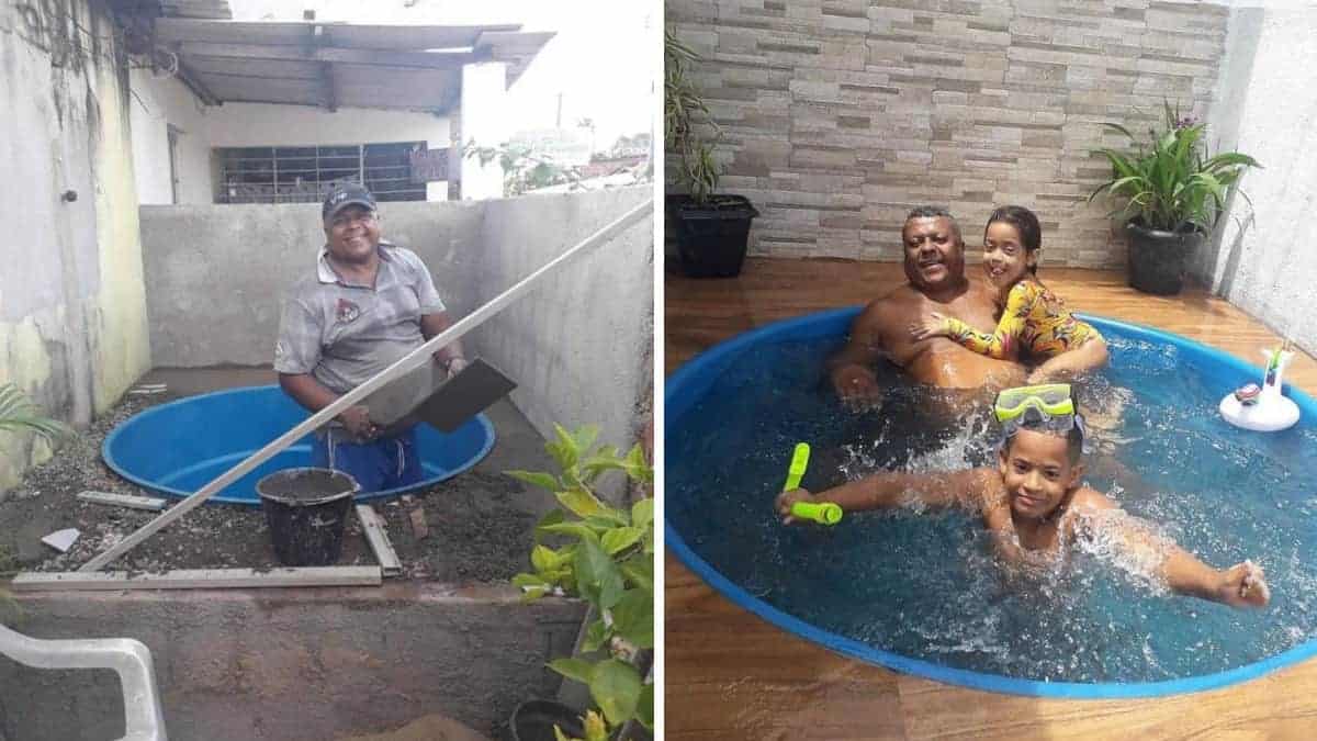 La sua famiglia voleva una piscina e, per non spendere soldi, l’ha fatta con le sue mani