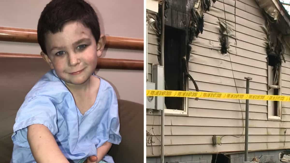 Un bambino di 5 anni ha prima portato la sorella fuori dalla casa in fiamme, poi è tornato a prendere il cane.