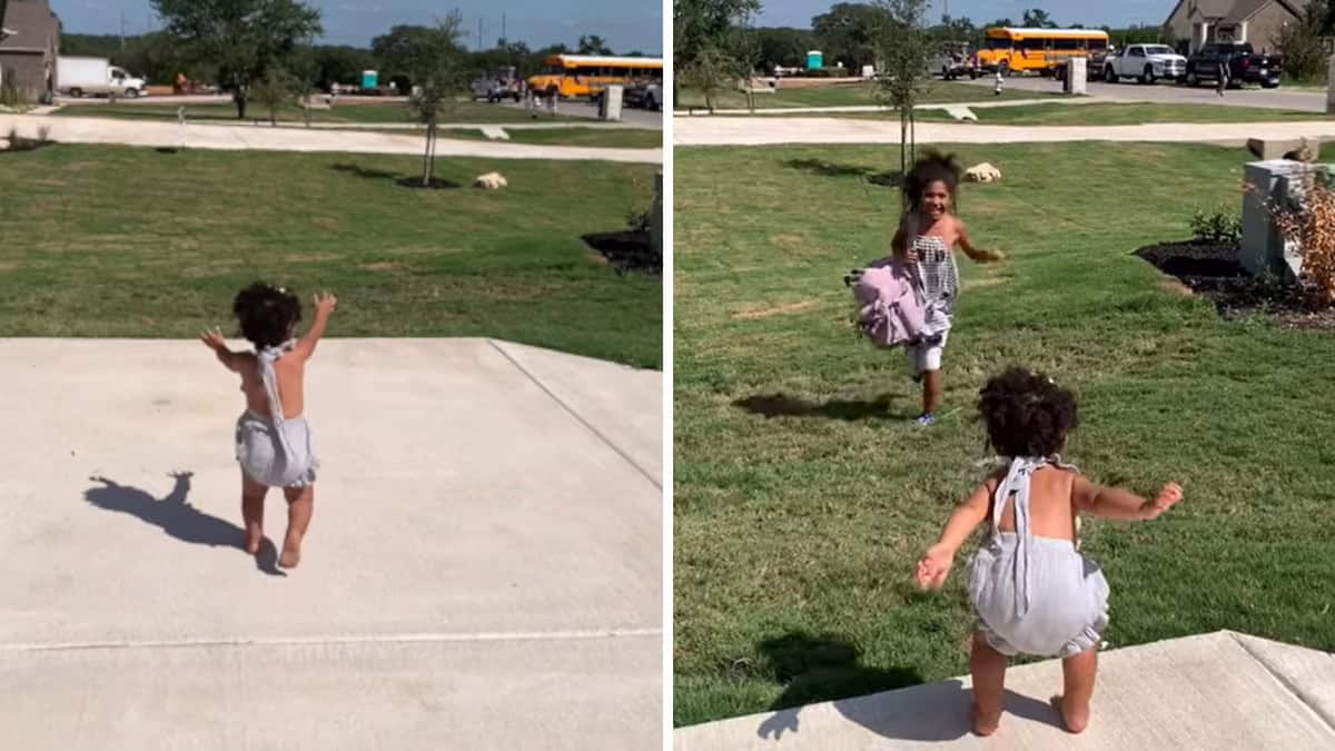 L’emozionante reazione di un bambino all’arrivo della sorella da scuola. (Video)